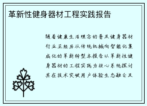 革新性健身器材工程实践报告